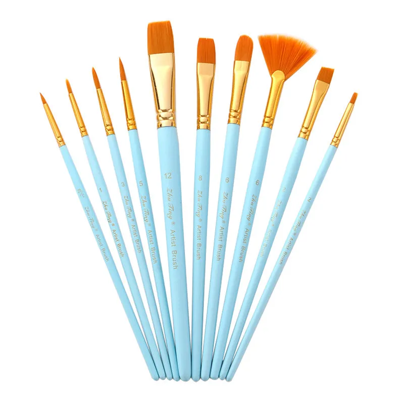 10 Multi-Head  Nylon Hair Brush  Set Watercolor Brush