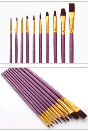 10 Violet Rod Nylon Wool Watercolor Brush Pen Multi-Functional Hook Line