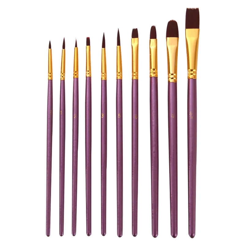 10 Violet Rod Nylon Wool Watercolor Brush Pen Multi-Functional Hook Line