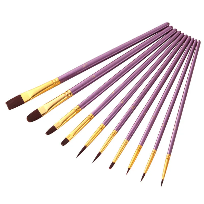 10 Violet Rod Nylon Wool Watercolor Brush Pen Multi-Functional Hook Line