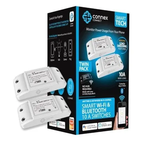 10A WiFi and Bluetooth Smart Switch Twin Pack - Connex