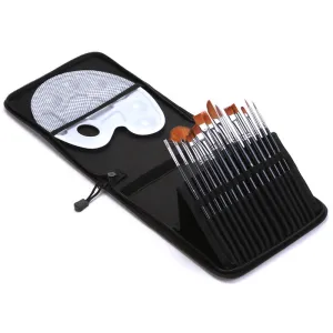 15 PCs Multi-Shape Nylon Hair Brush Set Copper Tube with Painting Cloth Bag Art