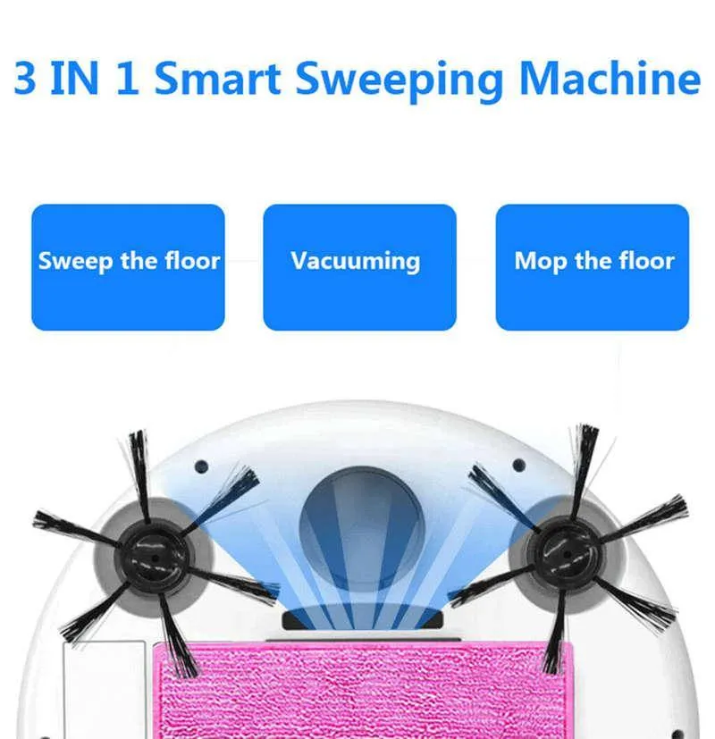 1800PA Strong Suction 3 in 1 Rechargeable Automatic Robot Vacuum Cleaner(Vacuum/Mopping/Sweeping)