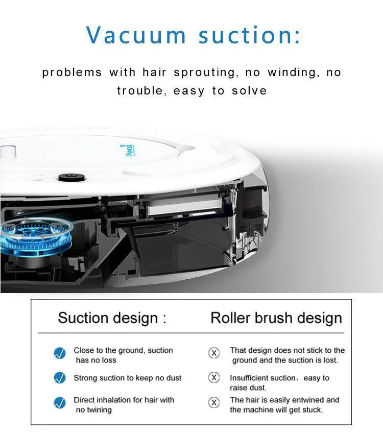 1800PA Strong Suction 3 in 1 Rechargeable Automatic Robot Vacuum Cleaner(Vacuum/Mopping/Sweeping)