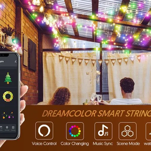 5 Meters Smart WiFi RGB Fairy Lights with 50 LEDs, IP65 for Outdoor Usage, IR Remote, APP & Voice Control