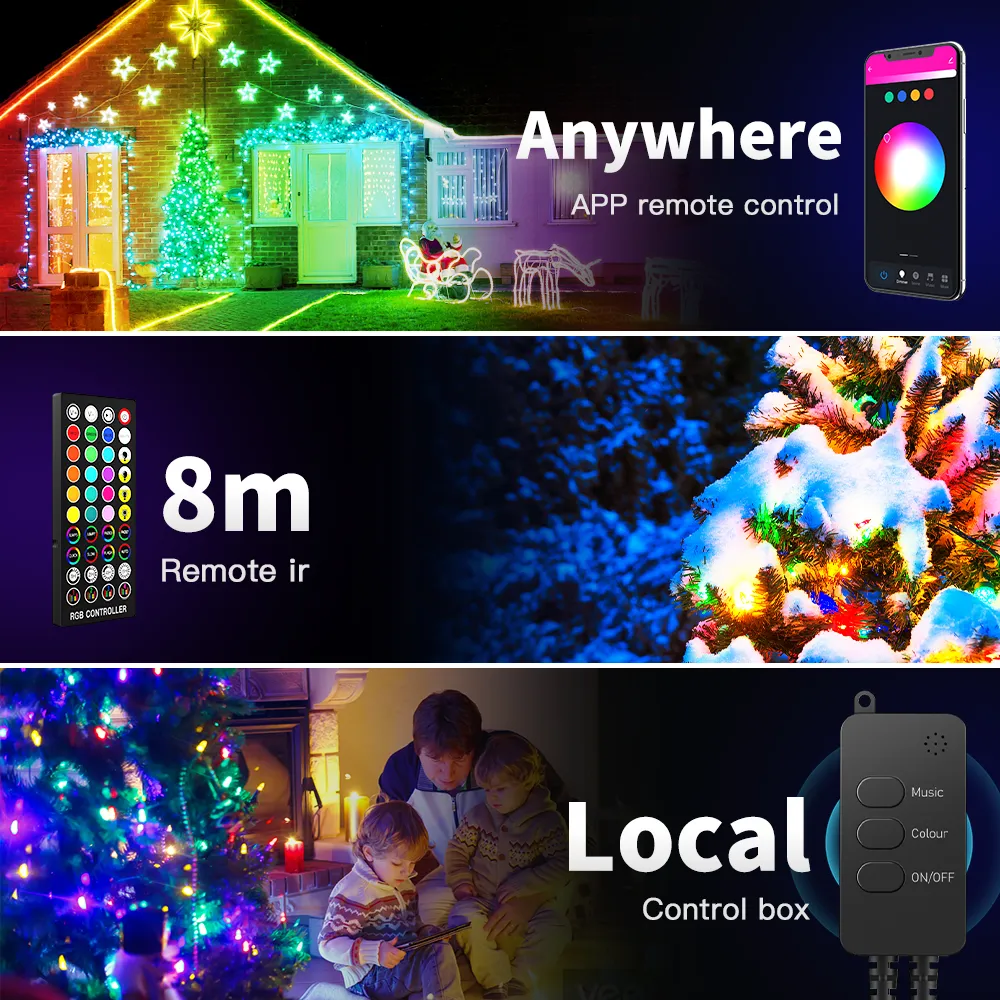 5 Meters Smart WiFi RGB Fairy Lights with 50 LEDs, IP65 for Outdoor Usage, IR Remote, APP & Voice Control