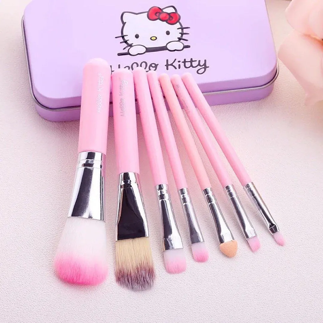 7pcs Cute Hello Kitty Makeup Brushes Set