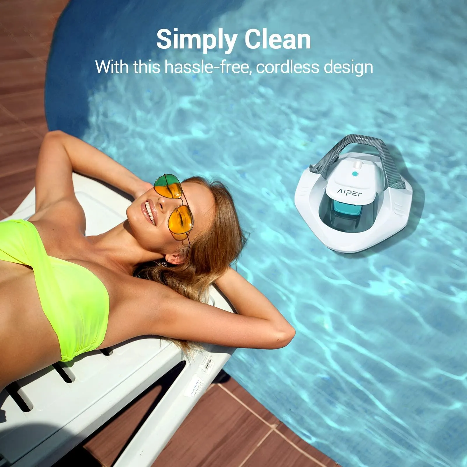 AIPER Seagull SE Cordless Robotic Pool Cleaner, Pool Vacuum Lasts 90 Mins