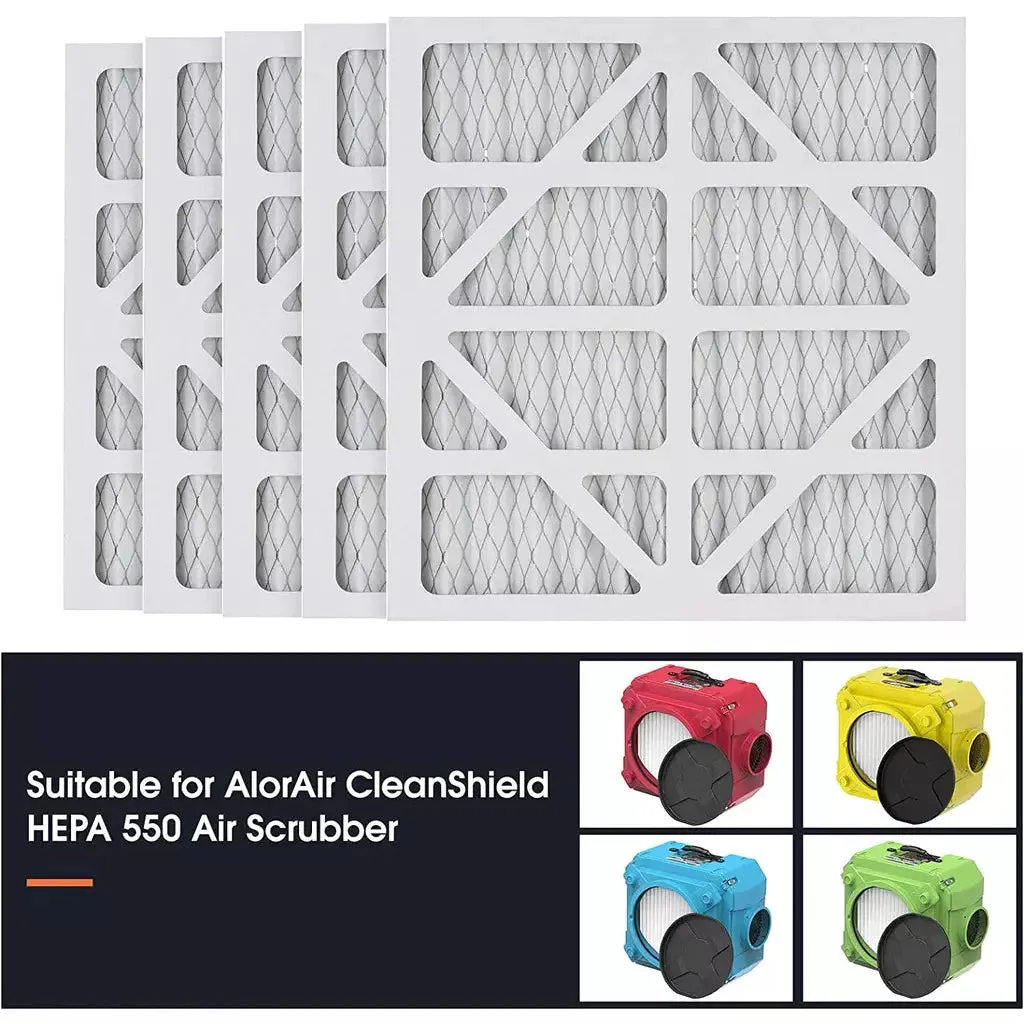 AlorAir MERV-10 Filter Replacement Set for CleanShield HEPA 550 Air Scrubber (Pack of 5)