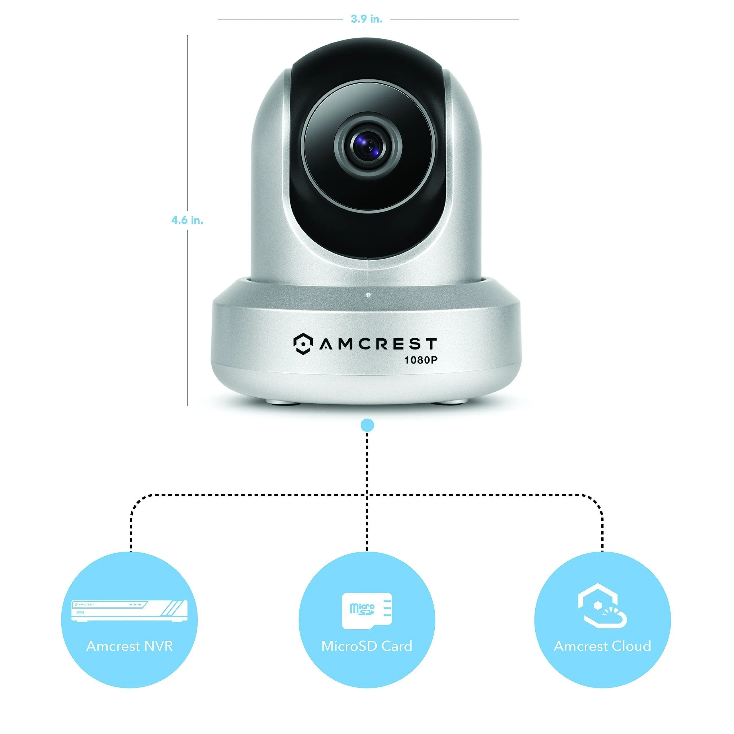 Amcrest ProHD 1080P WiFi Wireless IP Security Camera - 1080P (1920TVL), IP2M-841 (Silver), Works with Alexa