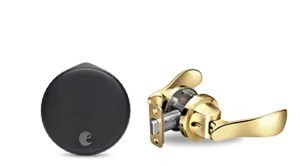 August Wi-Fi Smart Lock   Navis Paddle in Polished Brass