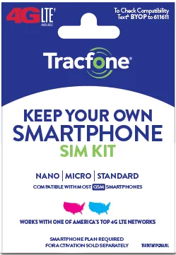 BYOP = Tracfone By T-Mobile $25 Unlimited Talk and Text, 2gb Web   Sim Kit  New Number  Smartphone Only