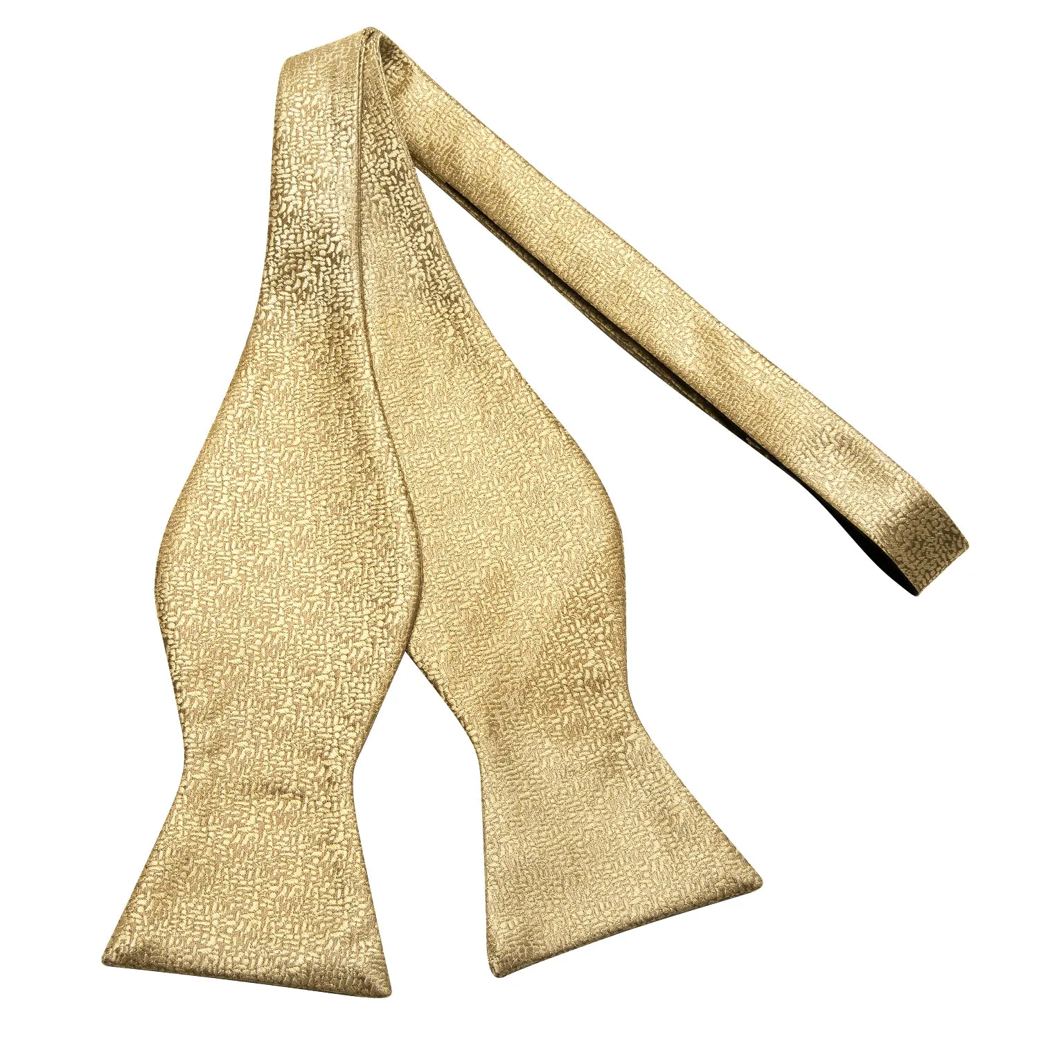 Champagne Golden Solid Self-tied Bow Tie Pocket Square Cufflinks Set