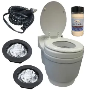 Dry Flush Portable Toilet with DC Power Cord by Laveo - DF1045DC