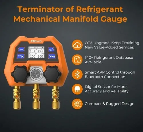 Elitech DMG-4B Digital Manifold Gauge App Control AC Gauges