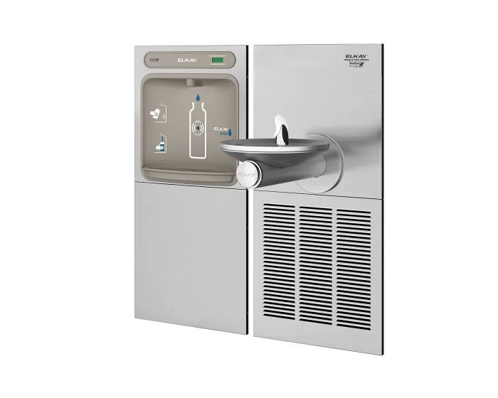 Elkay EZWS-SFGRN8K | In-wall Bottle Filling Station |  Filterless, High-efficiency chiller, Swirlflo fountain, Stainless Steel