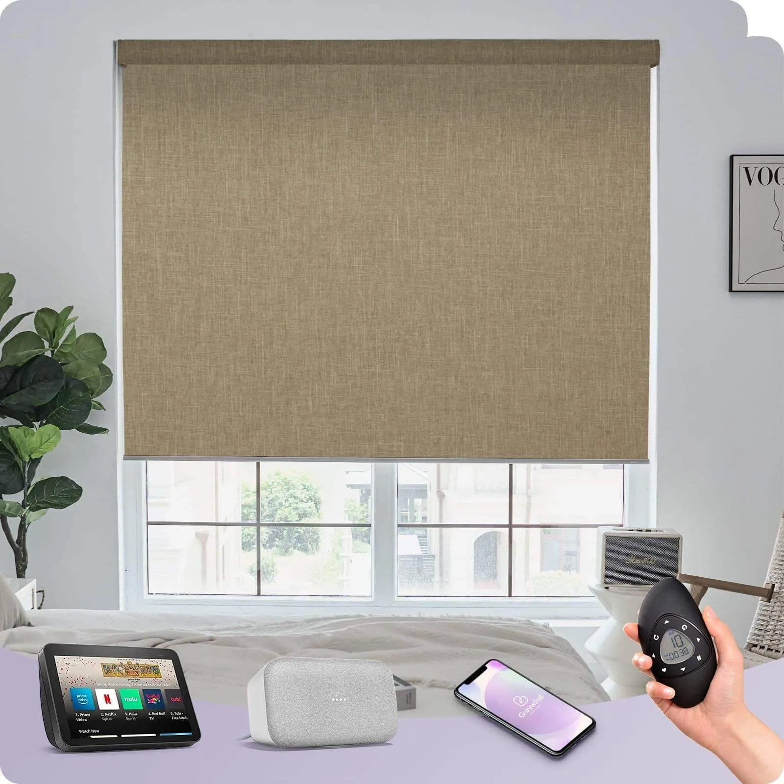 Graywind Motorized Blackout Roller Shades | Fabric Series | Customizable