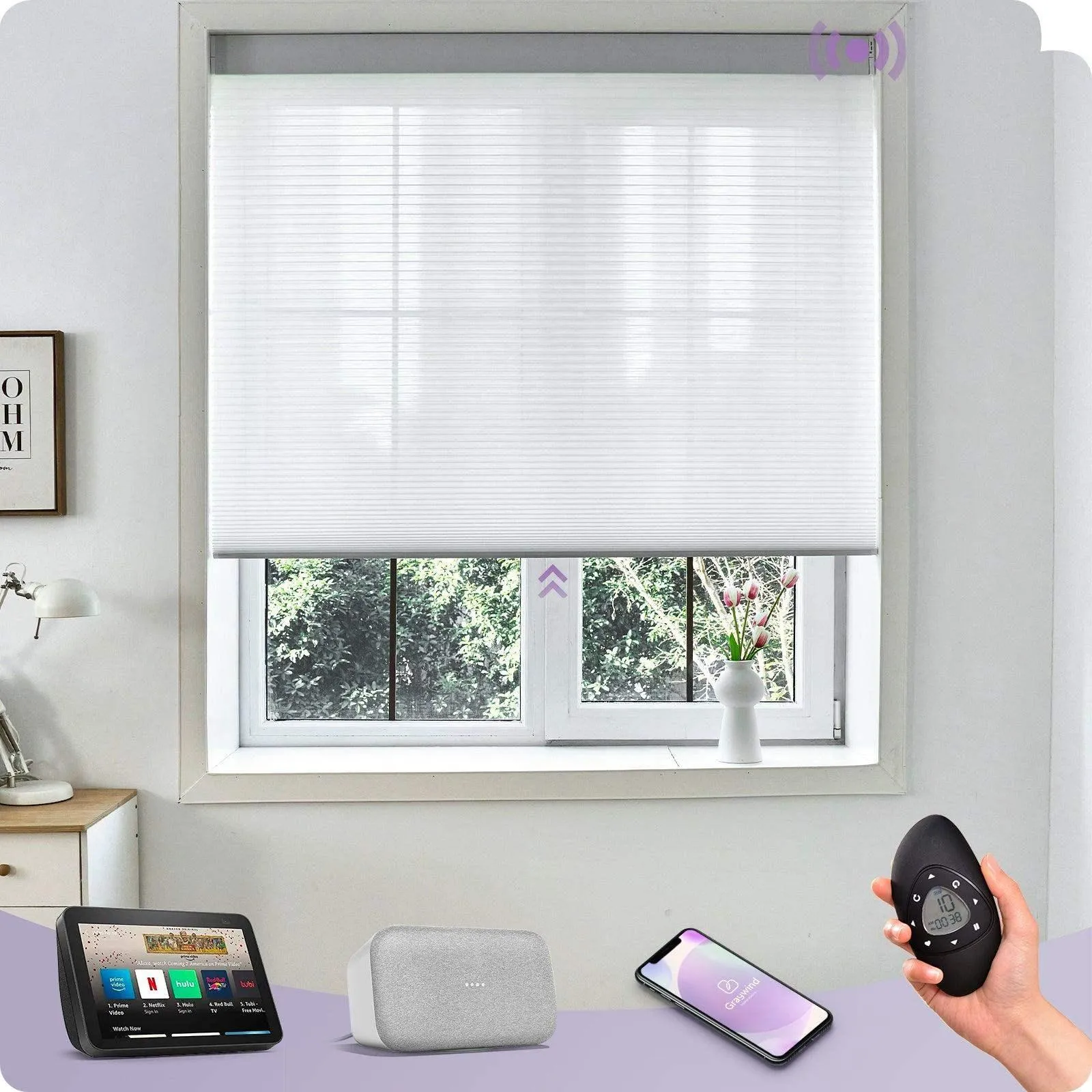 Graywind Motorized Zigbee Cellular Shades | Light Filtering Series | Customizable