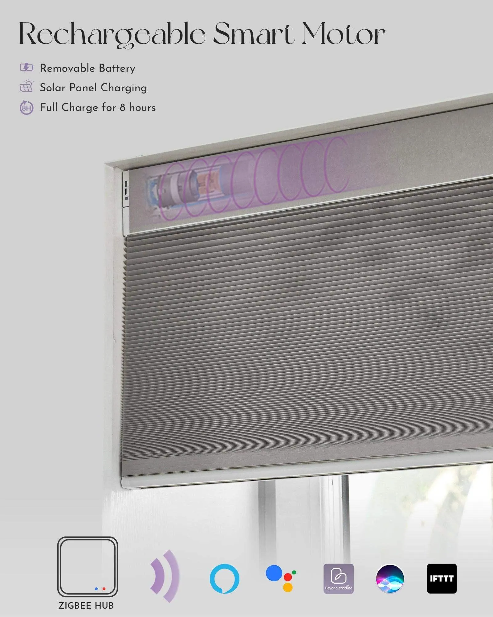 Graywind Motorized Zigbee Cellular Shades | Light Filtering Series | Customizable