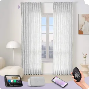 Graywind Rechargeable Smart Curtain with Roman Rod | Light Filtering- Designed Series | Customizable