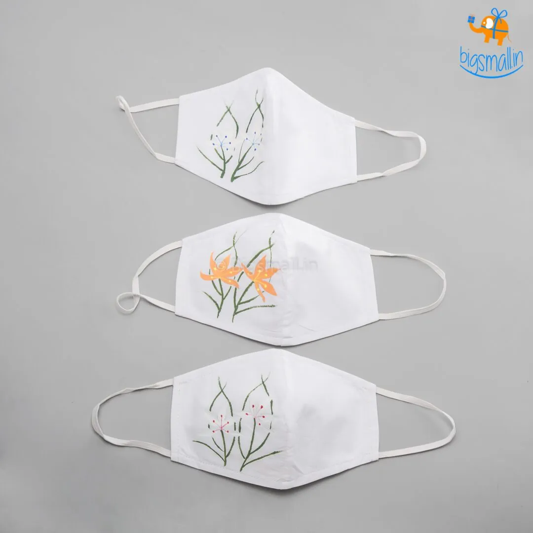 Hand-Painted Cotton Mask - Set of 3