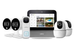 Lorex Smart Home Security Center with 2 Outdoor Cameras, 2 2K Pan-Tilt Indoor Cameras and 2K Doorbell