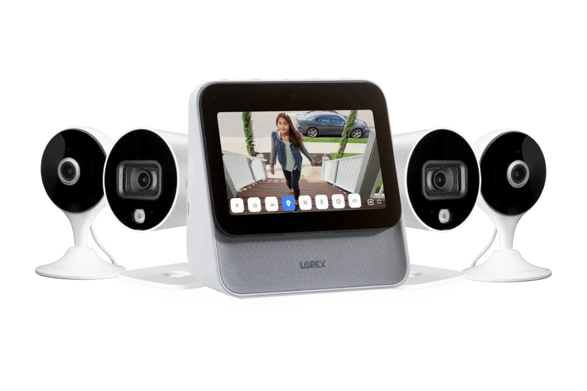 Lorex Smart Home Security Center with Two 1080p Outdoor and Two 2K Indoor Wi-Fi Security Cameras