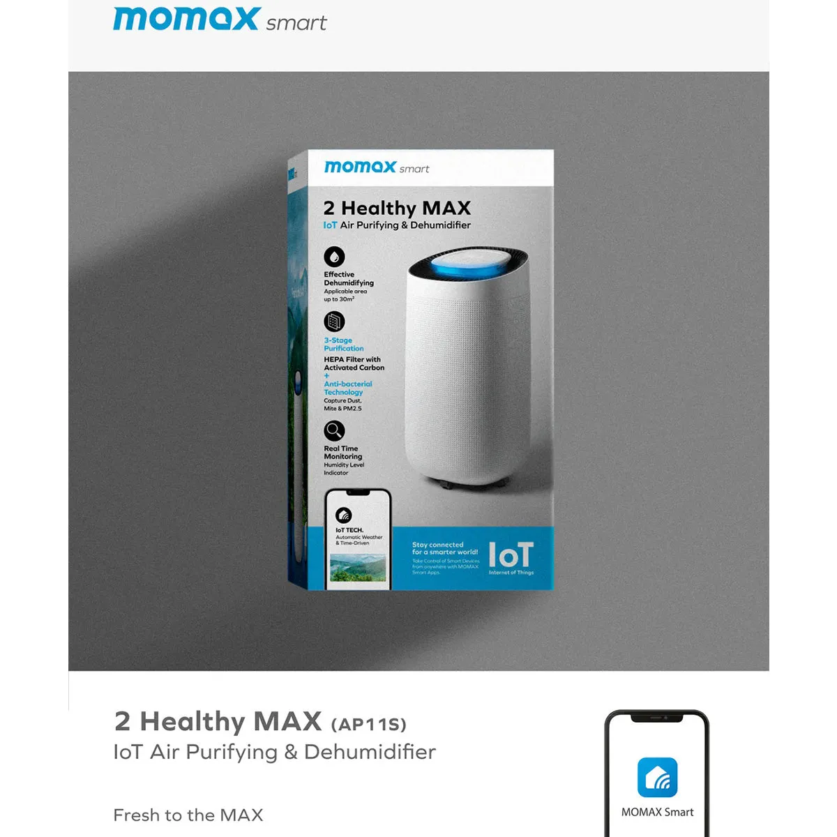 Momax 2 Healthy MAX Smart 2-in-1 Air Purifying Dehumidifier (AP11SUKW)