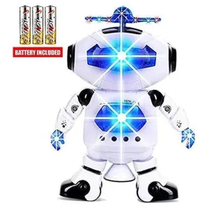 Musical Walking Dancing Toy Robot  for Kids, Flashing Lights, 360° Body Spinning