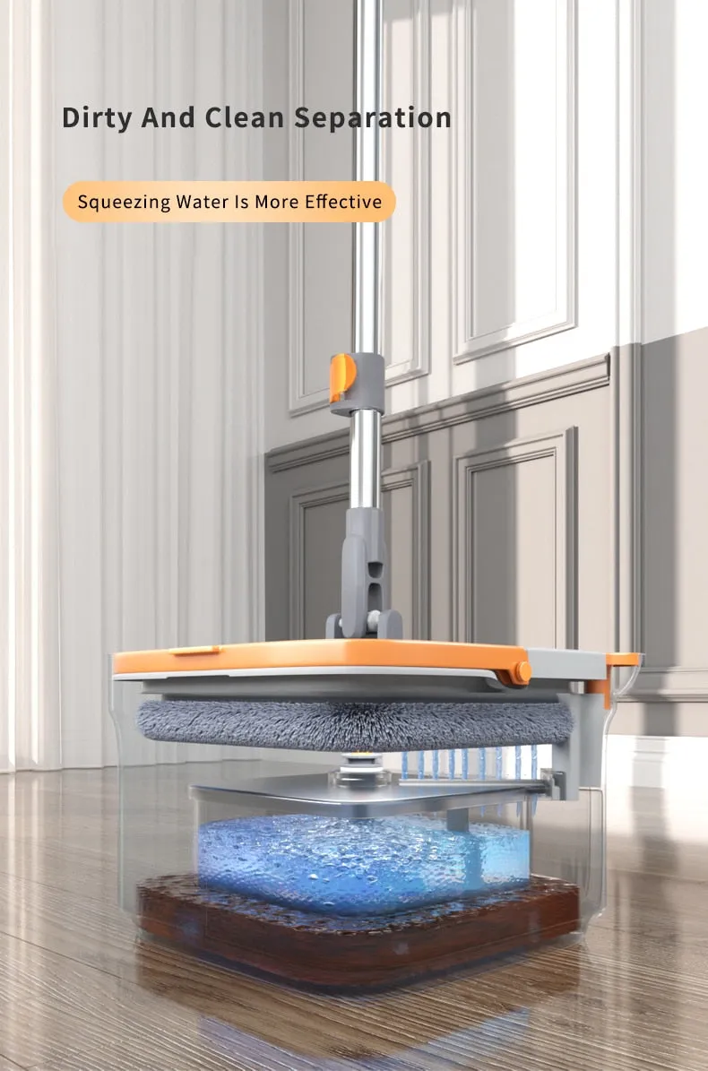 Self-Cleaning Rotary Square Mop With Bucket