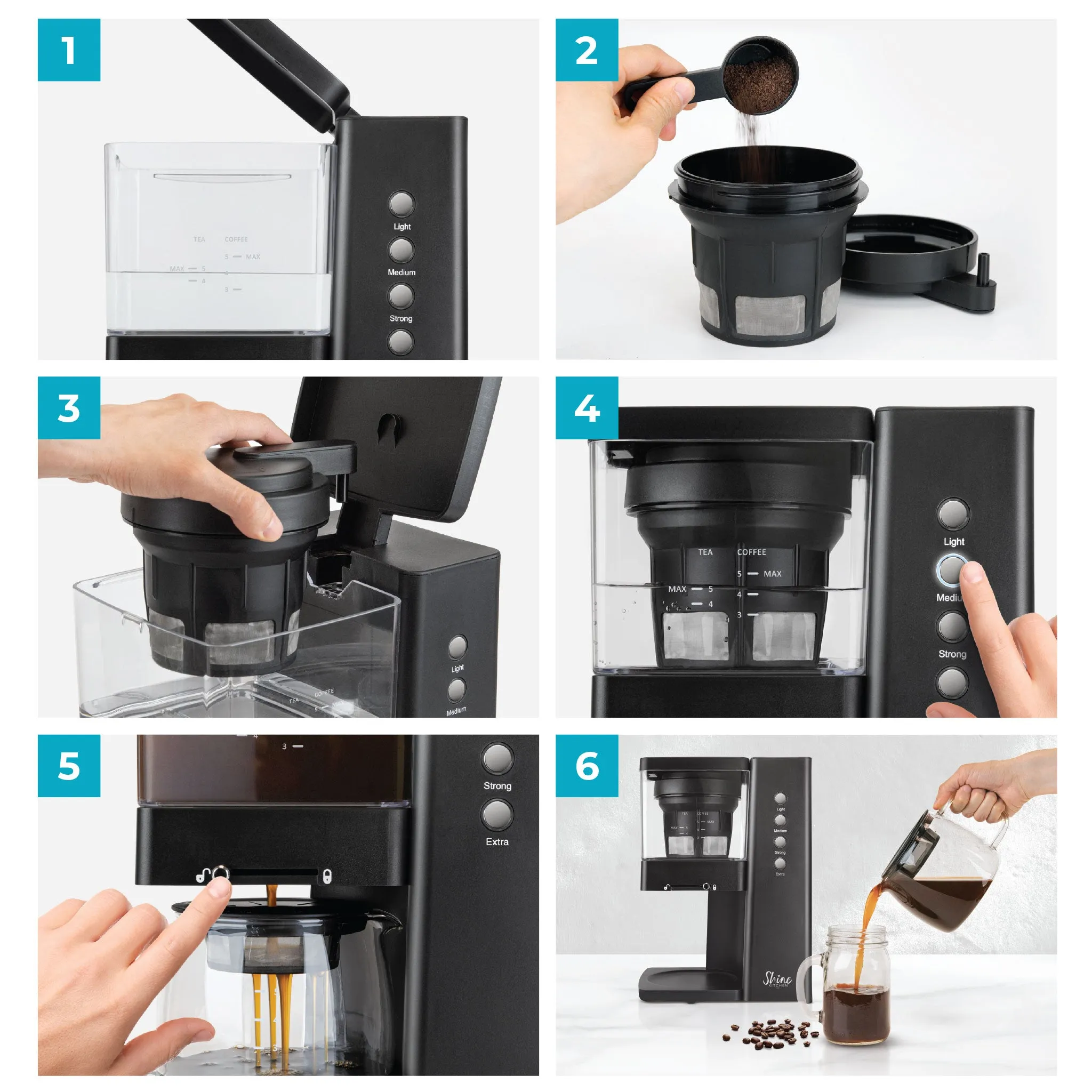 Shine Kitchen Co. Rapid Cold Brew Coffee & Tea Machine with Vacuum Extraction Technology