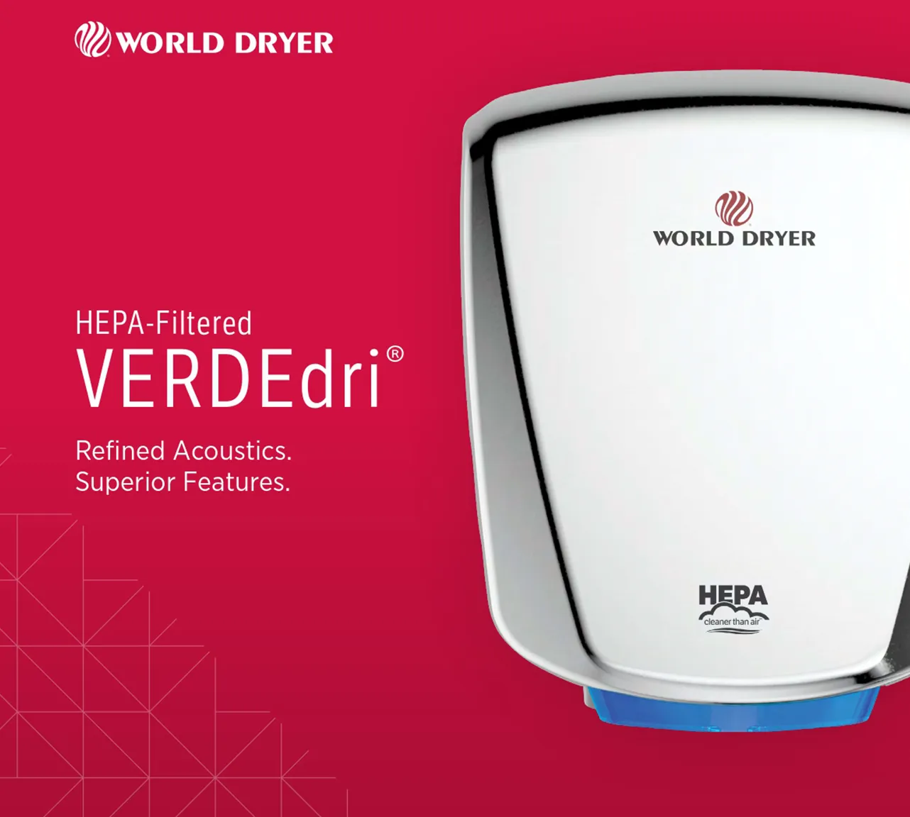 World Dryer Q-162A2 | VERDEdri Automatic Hand Dryer, HEPA-Filtered, Aluminum Black