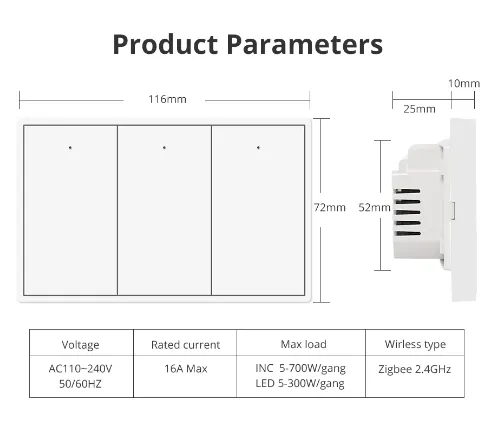 Zemismart Zigbee Quad Push Switch